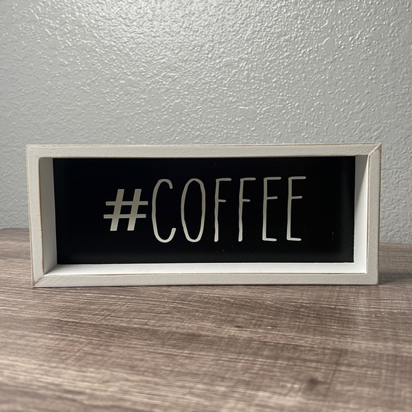 #COFFEE Black & White Sign Farmhouse Tiered Tray Decor Quill to Paper - Picture 1 of 4